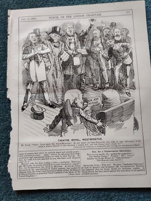 Sk285 Ephemera 1884 Punch Cartoon Theatre Royal Westminster 