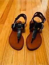 Sigerson Morrison Leather Sole Sandals in Beige and Gold