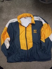 Vtg US Navy Hooded Windbreaker Men's Oversized XXL Blue Gold Nylon Boxy  READ