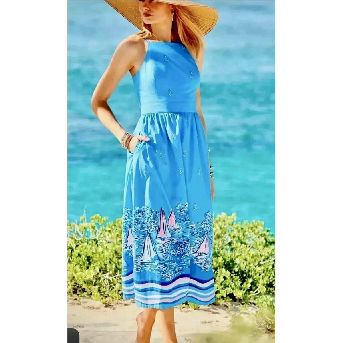 (取寄) リリー ピュリッツァー レディース グレースリン ホルター ミディ ドレス Lilly Pulitzer women Gracelyn Halter Midi Dress Fresh Water Blue Bursting Blooms Engineered Knit Dress Lilly Pulitzer Women's Halter for sale | eBay