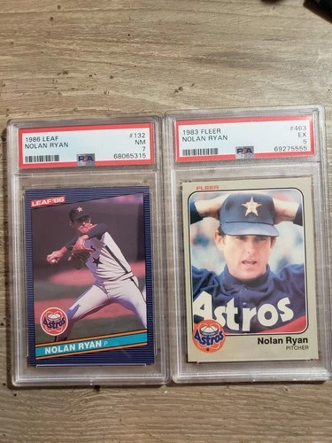 1983 Fleer Nolan Ryan PSA 5 and 1986 Leaf Nolan Ryan PSA 7 (Both Cards)