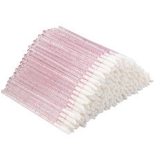 300 Pcs Disposable Lip Gloss Applicators Flocked Tip Crystal Handle Pink