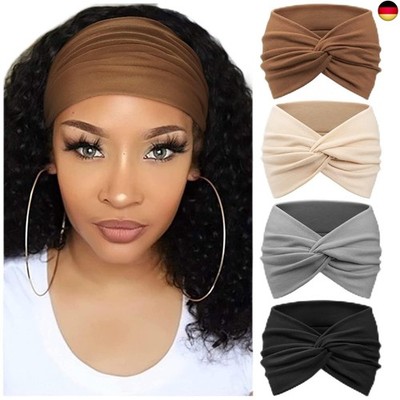DRESHOW 4 Stück Damen Stirnband Elastische Weiche Stirnbänder Kopfband Haarband