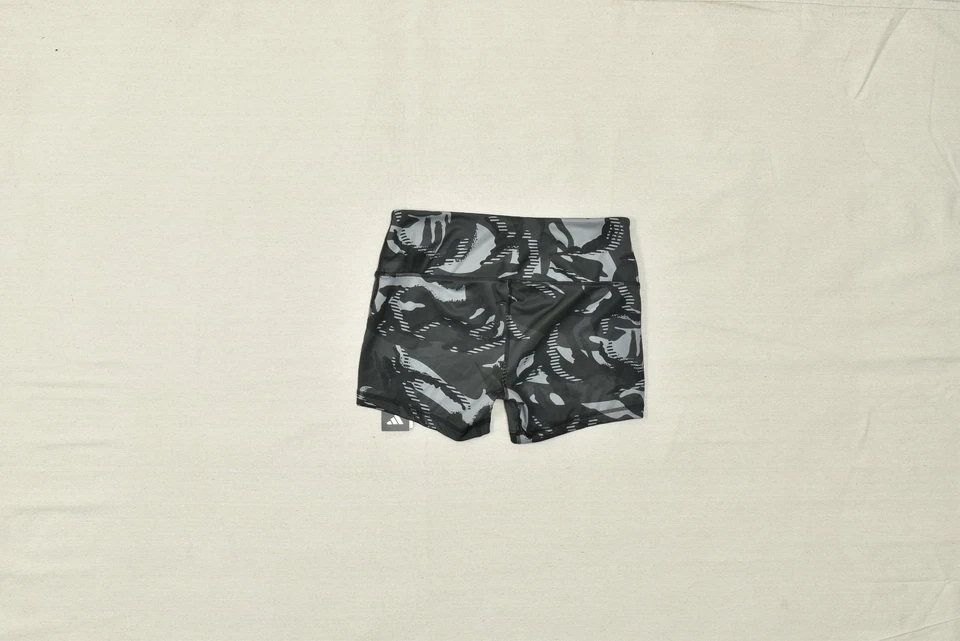 Shorts camuflado Adidas feminino GR9673 4 polegadas apertado tamanho regular M verde prime novo com etiquetas - Imagem 2 de 4