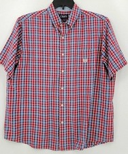 Chaps Adult Men's XL Multicolor Plaid Logo Pocket Short Sleeve Button Up Shirt
