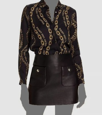 Versace Jeans Couture Womens Black Chain Detail Long Sleeve Shirt Top Size 4