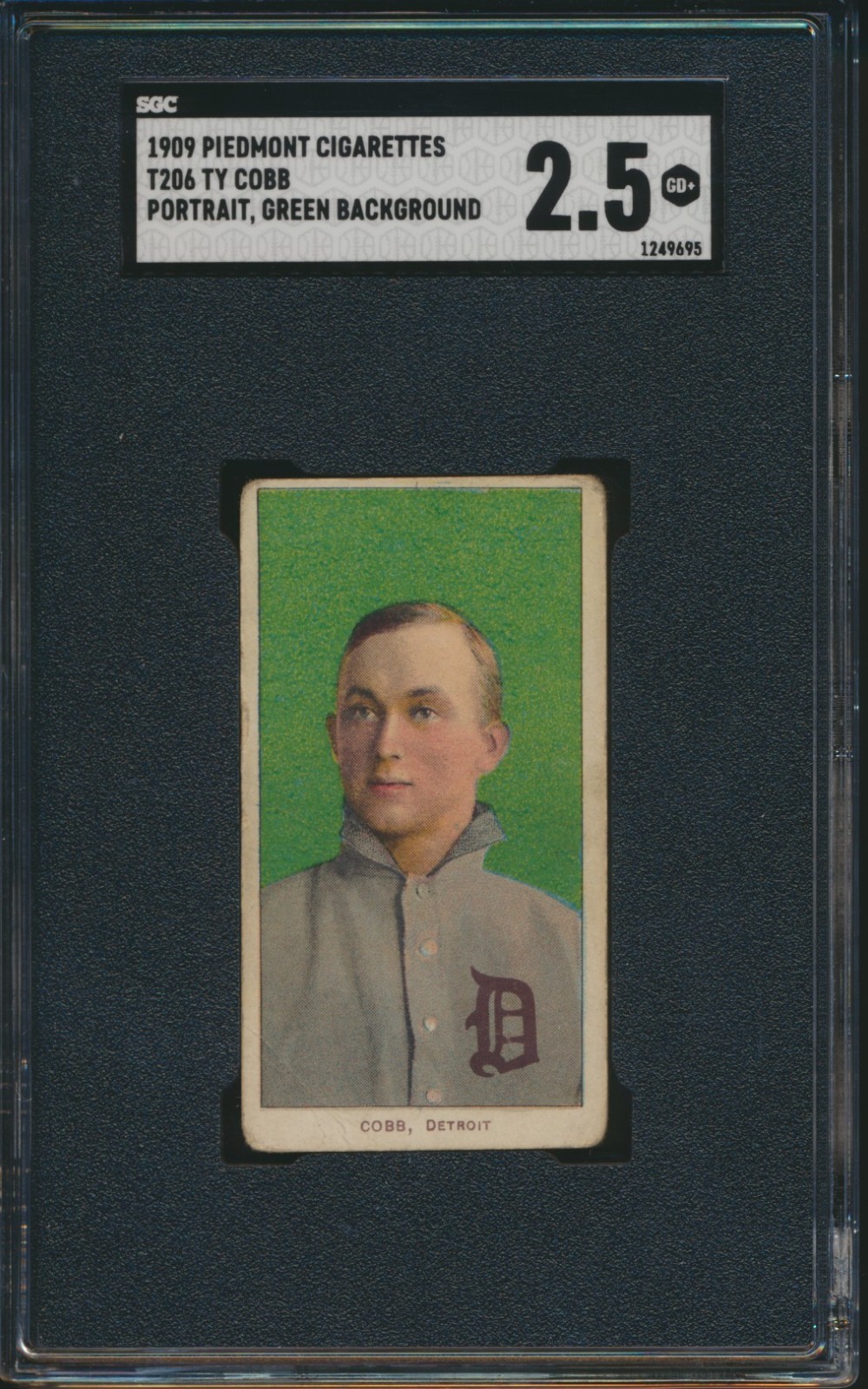 1909 T206 PIEDMONT 150 TY COBB GREEN PORTRAIT SGC 2.5 GOOD+ HOF