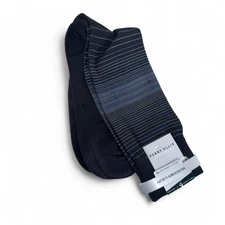 Perry Ellis Men's Portfolio Microfiber Luxury Socks-Horizontal Stripe Black 7-12