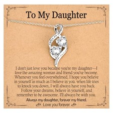 Necklace Gifts for Women Girls, Silver Infinity Double CZ Heart Daughter