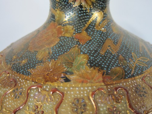 Japanese Satsuma Porcelain Vase Table Lamp - SINGLE or PAIR - Picture 4 of 14