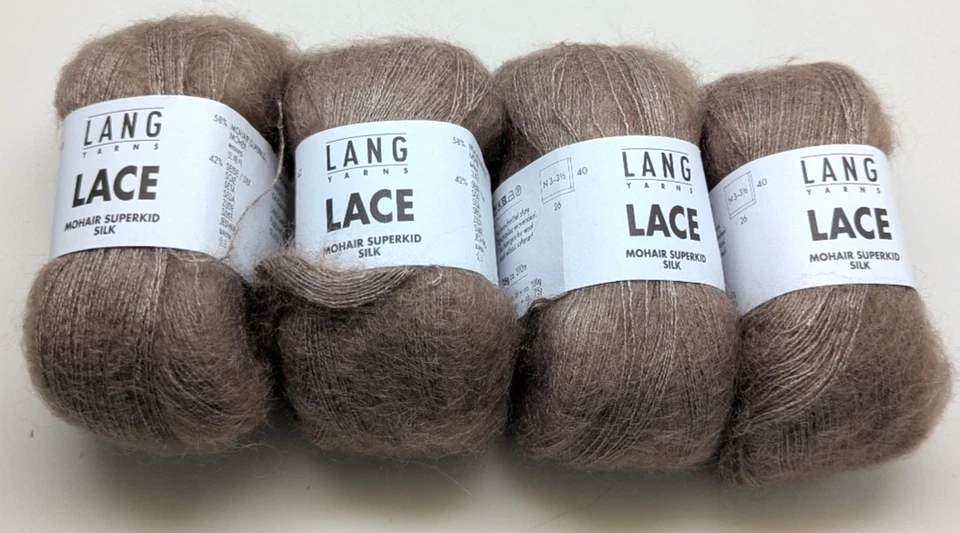 4 madejas hilos largos encaje 58 % mohair 42 % seda 25 gm/340 yardas 0039 topo DS Foto 3 de 3