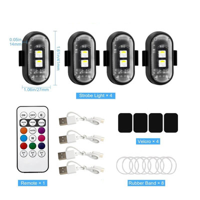 4 Stück RGB LED Stroboskop Lichter mit Fernbedienung 8 Farben Kabellos LED Anti Colli