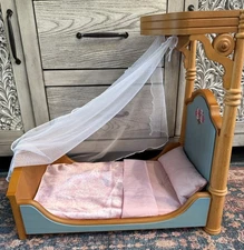 18" American Girl Doll Cecile & Marie Grace's Canopy Bed Pillow Mattress Bedding