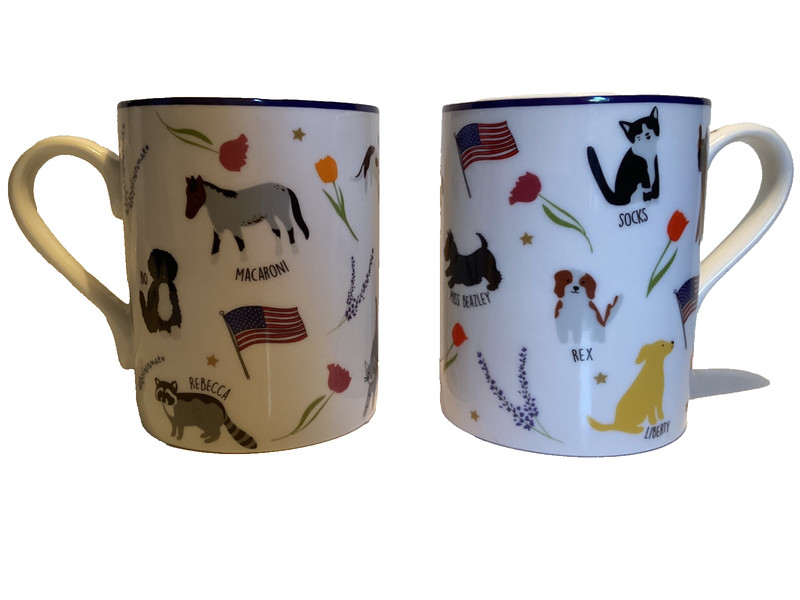 Pair of White House Historical Assoc. Presidential Pets Mugs/Cups