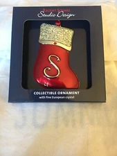 REGENT SQUARE STUDIO DESIGN S INITIAL ENAMEL SMOOTH CHRISTMAS HOLIDAY ORNAMENT