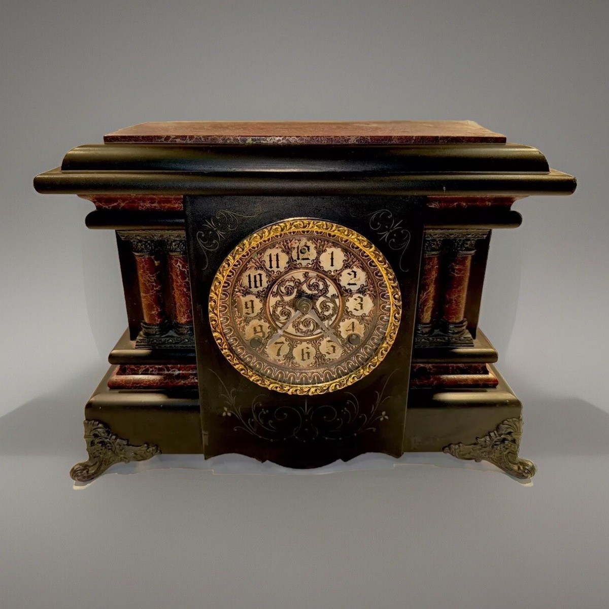 E. N. Welch Mfg. Co. Dolar　アンティーク時計 Antique Black Mantel Clock By E.N. Welch | eBay