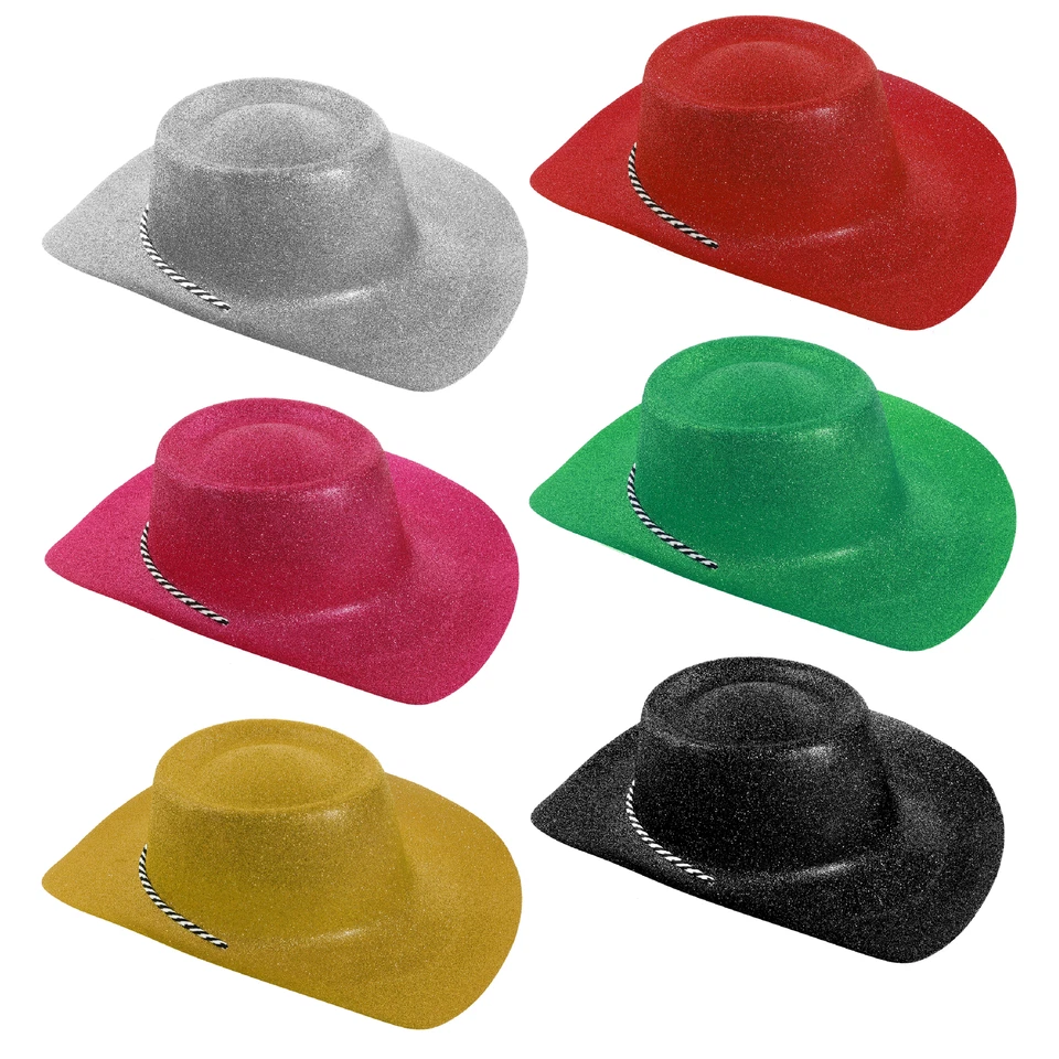 ILOVEFANCYDRESS 24 X GLITZER COWBOYHUT COWGIRL HENNE HENNE STAG PARTY FEST FARBE WÄHLEN