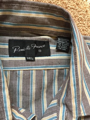 Chemise Homme Rene De France - Mélange Polyester/coton - Bleu Clair - Taille 15 - Occasion Très Bon état
