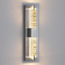 WOSHITU LED Wall Sconce Light: 19 Inch Nickel Modern Sconces Wall Lighting 3000K