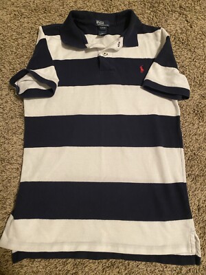 Polo Ralph Lauren Boys Blue/White S/S Polo Sz L 14-16 | eBay