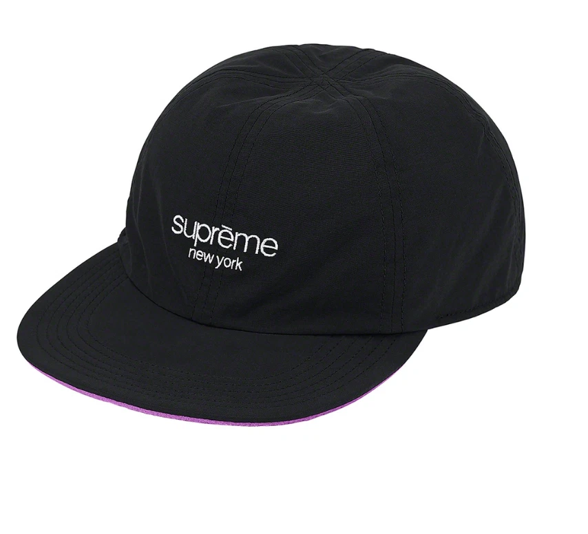 CHAPEAU 6 PANNEAUX RÉVERSIBLE LOGO CLASSIQUE SUPRÊME NOIR/ROSE FW20 Neuf