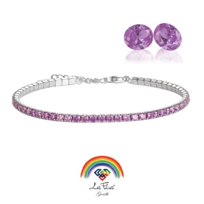 LES FOLIES DI PAOLA GRIECO Bracciale Tennis Ametista in Argento 925 rodiato - Rainbow Collection Les Folies