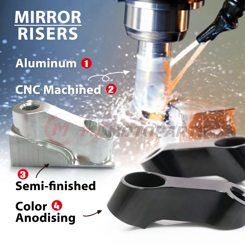 Black Side Mirror Extension Kit For Indian FTR1200S 19 20 21 - Изображение 4 из 4