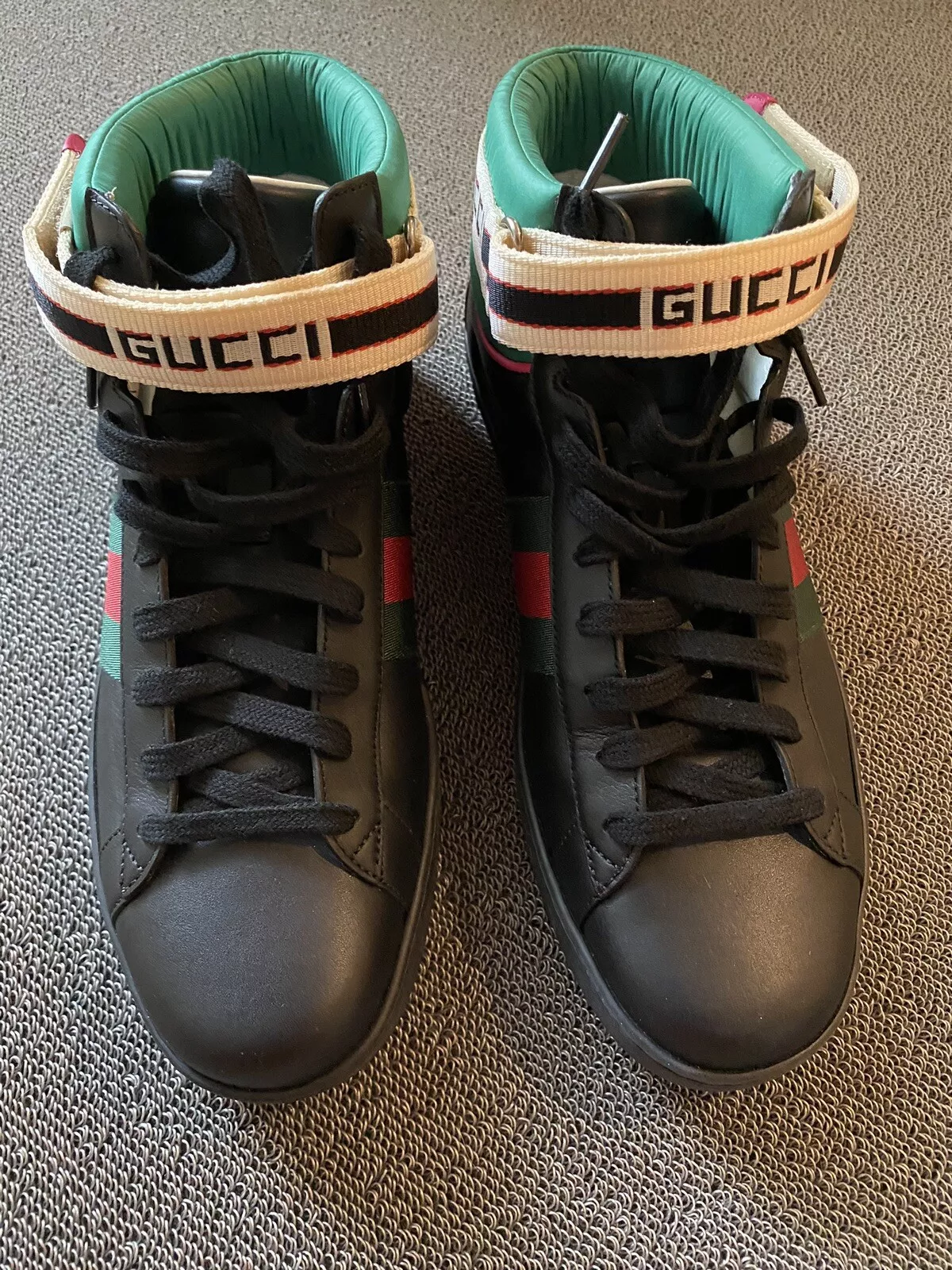 Baskets homme Gucci Ace Stripe noir/vert/rouge Italie US taille 10