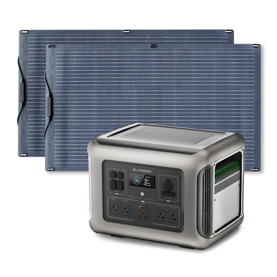 ALLPOWERS 2500W Portable Power Station with 2X Mono flexible 100W Solar Panels