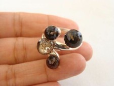 Smoky Quartz Faceted Spheres Sterling Silver Ring Size 9 1/2