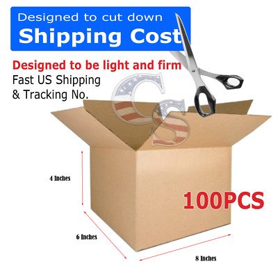 100 8x6x4 Cardboard Packing Mailing Moving Shipping Boxes Corrugated Cartons