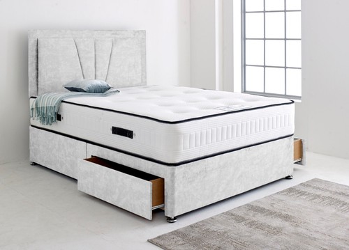 Divan Bed Reinforced Base with Headboard Luxury Fabric Single, Double, King Size - Picture 6 of 16