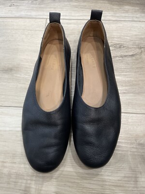 Everlane Black Leather Slip On Shoes The Day Glove Ballet Flats Size 