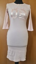 ladies ribbed embroidered bodycon 3/4 sleeve dress size 10 Voyelles BNWT