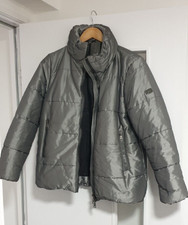 Luisa Cerano Womens Silver Padded Grey Coat- Size 10