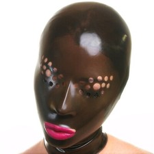 Latex Hood Honeycomb Eyes Fetish Natural Rubber Mask Zipper Back Club Cosplay