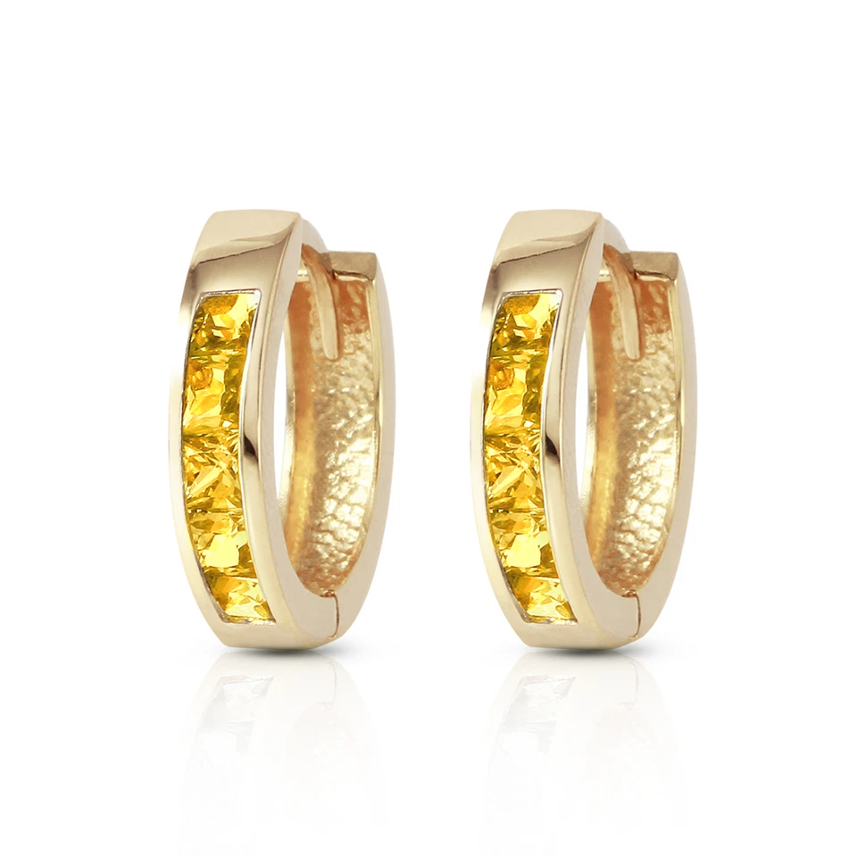 Pendientes Huggie de aro de oro macizo de 14K de 0,7 quilates citrino Foto 2 de 4