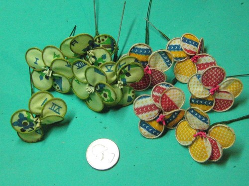 Vintage Handmade Flowers- Multicolor-for Doll Hats or crafts-1970's-cloth & wire
