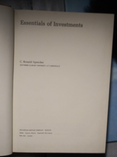 1978 Essentials of Investments By C. Ronald Sprecher. - Picture 14 of 22