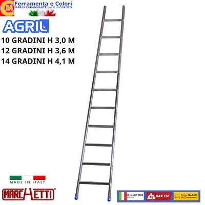 Scala Alluminio Agricola Conica MARCHETTI Ad Appoggio 10 12 14 Gradini a Pioli