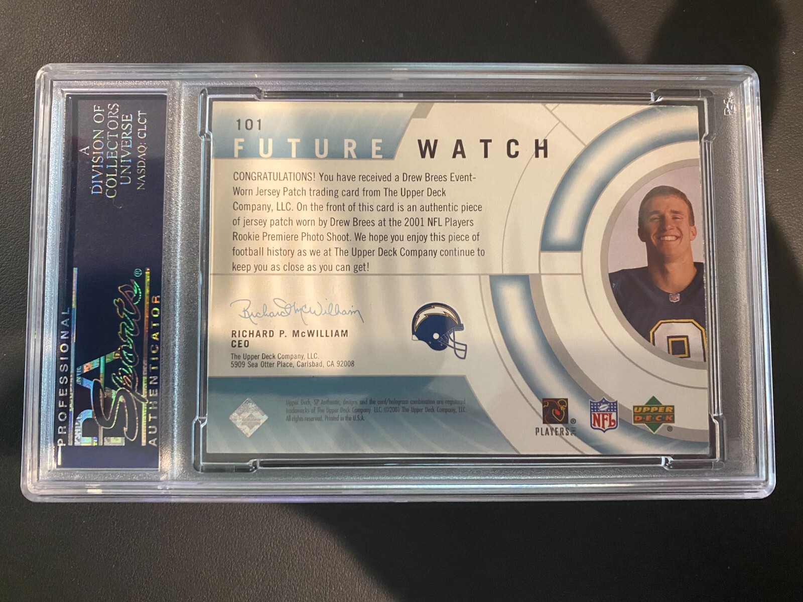 2001 Sp Authentic Drew Brees Rookie Logoman PSA 9 NFL LOGO:  Ultra Rare! view 2