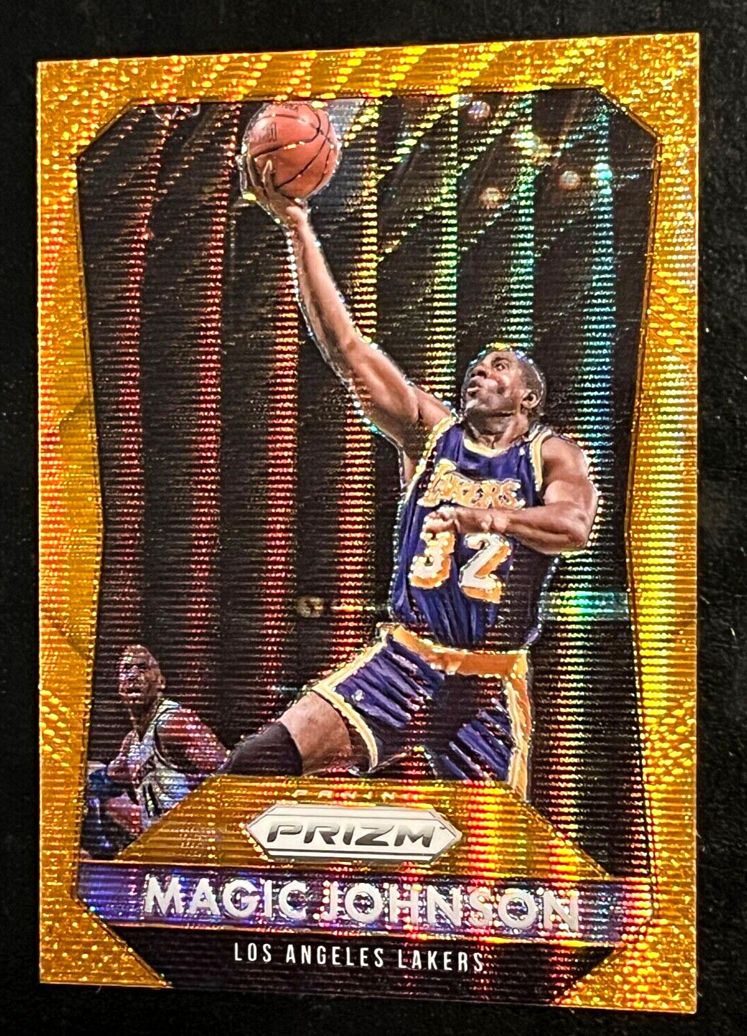 2015-16 Prizm Magic Johnson Orange Wave Prizm Refractor card