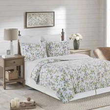 Carley King Size 3 Pc Quilt Set-Quilt+2 Shams-Botanical-Cotton-Bedspread Set