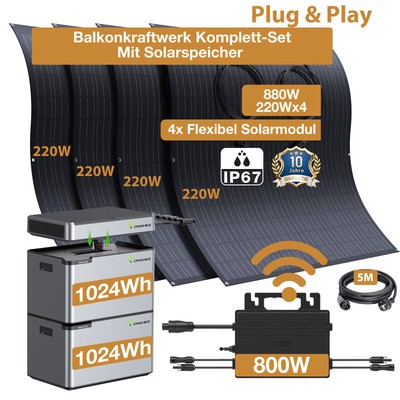 880W Balkonkraftwerk Komplettpaket Astro-Energy 800W Wechselrichter mit Speicher