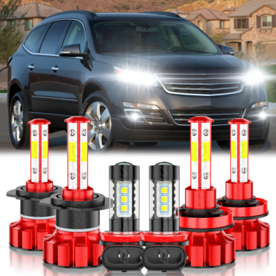 For 2013-2016 Chevy Traverse 6PC 6500K LED Headlight + Fog Light Bulbs Combo Kit