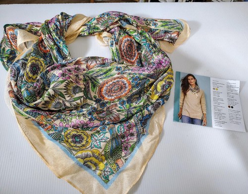 J. JILL Viscose Radiant Birdcage Pastel Floral Square Summer Scarf Mother's Day