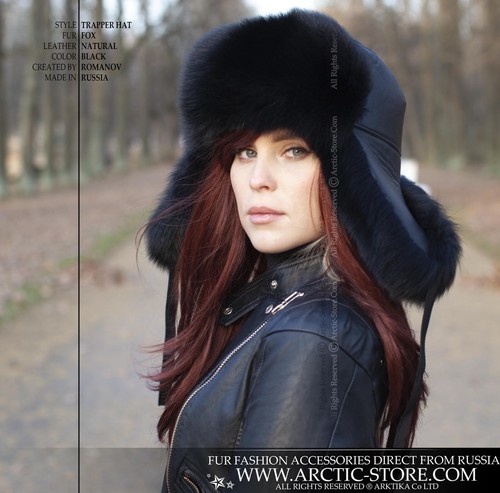 Russo Colbacco Nero Polar Fox Pelliccia Chapka Inverno Ushanka Pelle Donna  Sci | eBay