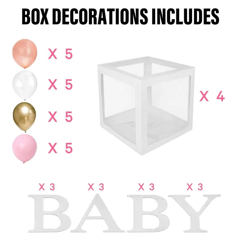 baby shower decorations for girl Kit, Balloons Box Decor with BABY letters . - Image 4 of 4