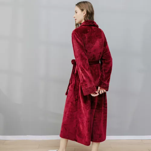 Flannel BathRobe Long Soft Spa Male Bath Robe Shawl Collar Sleepwear Women & Men - Picture 28 of 30