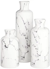 Creative Scents White Marble Look Vases Home Decor - Vase Set of 3 - Perfect ...
